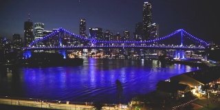 故事桥和布里斯班天际线的高清镜头，昆士兰，澳大利亚