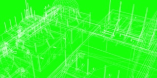 三维渲染-线框模型的工业建筑