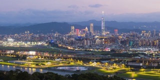 日落时分的4K台北城市天际线