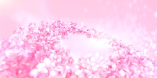 粉红色玫瑰花瓣流动背景在4K