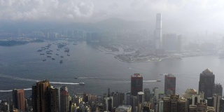 无人机航拍香港建筑城市，亚洲的商业和金融中心