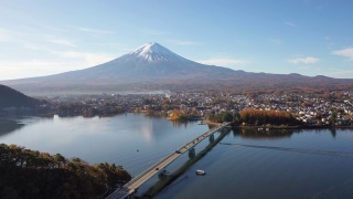 4k航拍日本富士山日落视频素材模板下载