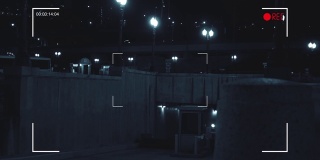 数字记录相机在市中心城区在夜间系列-停车场版本