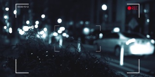 数字记录相机在市中心城区的夜晚系列-隐藏的人行道版本