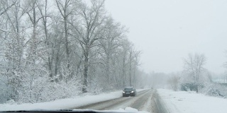 在下雪的天气开车的观点