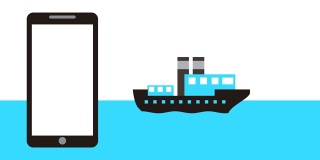 海上的船只运输和智能手机
