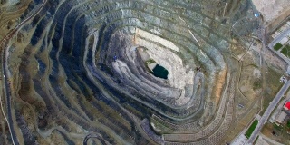中国新疆，一个巨大矿井的鸟瞰图。