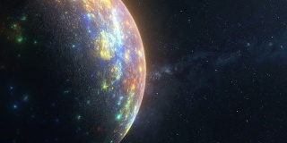 未来行星水星与发光的外星光