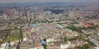 白天时间广州市珠江市中心公园俯视图倾斜4k中国