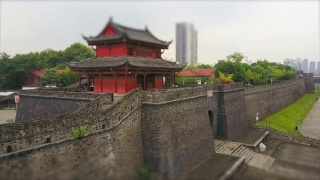 武汉市白天时间著名的炮台寺齐一门航拍全景图4k倾斜移位中国视频素材模板下载