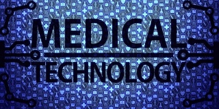 医疗技术大图背景HUD组成的医疗图标设置与蓝色的光