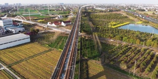 中国农村的航拍和高铁。
