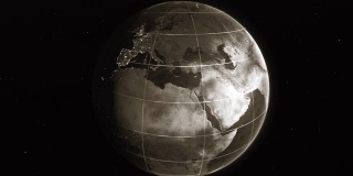 卫星视图动画的世界时间线，旋转到过去