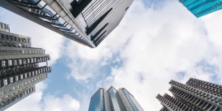 时间推移:垂直的高层摩天大楼在香港的城市景观