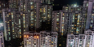 中国公寓从白天到晚上的时间流逝。