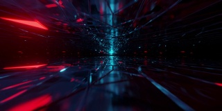 3D渲染无缝动画循环的相机运动通过抽象的未来高科技计算机生成的景观