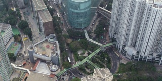 香港航拍v30鸟瞰图绕柴湾主干道绕十字路口看。