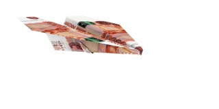 俄罗斯卢布纸币上的纸飞机