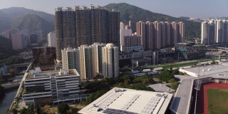 香港航拍v115低空拍摄沙田地区，一览市区风光