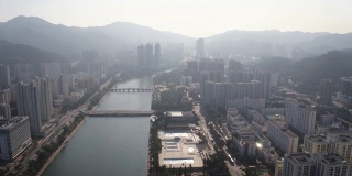 香港航拍v116飞越沙田城妈河，一览都市风光