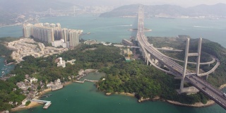 香港航拍v163在汲水门大桥旁低空飞行