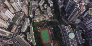 香港航拍v177垂直鸟瞰图飞过屏山地区