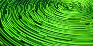 创造性的绿色圆形管道缓慢旋转。3 d动画循环。