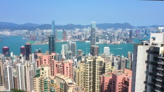 香港维多利亚港鸟瞰图视频素材模板下载