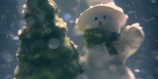 圣诞雪花球的慢镜头，特写