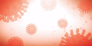 冠状病毒Covid-19病毒细胞感染导致疾病。肺炎病毒，H1N1, SARS，流感，细胞感染生物体，艾滋病。漂浮的流感病毒细胞背景的显微镜视图