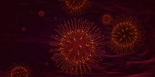 4 k。3D动画病毒细胞微观。冠状病毒的概念。