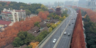 中国杭州秋景航拍视频