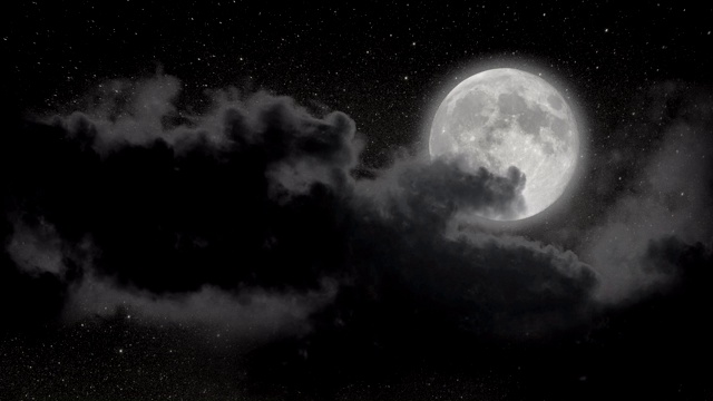 满月与云