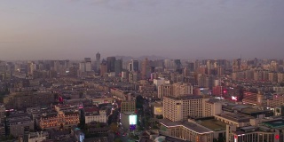 日落黄昏杭州市景交通街道道路航拍全景4k中国