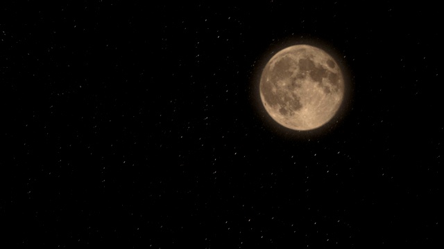满月在星空上缓缓移动，4K视频