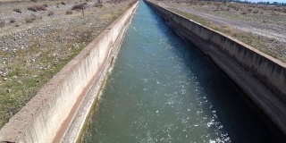 吉尔吉斯斯坦灌溉渠中流动的水