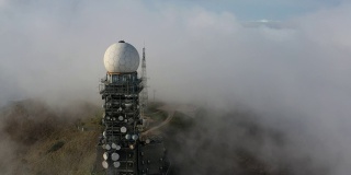 雾中戴墨山鸟瞰图及天气雷达观测点