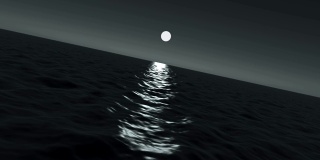 海浪在夜晚与美丽的月光。