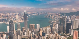 香港时间推移4K，城市天际线时间推移从香港太平山顶