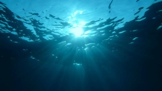 慢镜头，阳光透过海面，水下拍摄视频素材模板下载