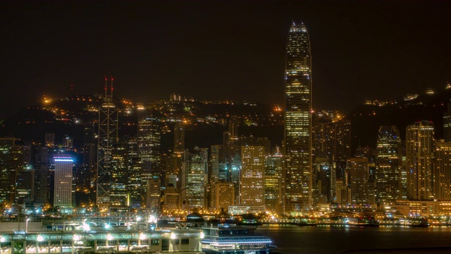 Wide day to night transition time lapse of Hong Kong skyline. 2 of 2
