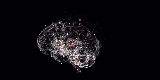 受感染的大脑模型在黑色背景下丢失部分部分。