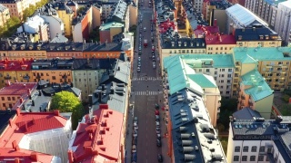 从上面看，斯德哥尔摩市中心，典型的屋顶视频素材模板下载