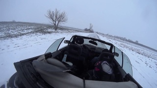 Cabrio雪天背面视频素材模板下载