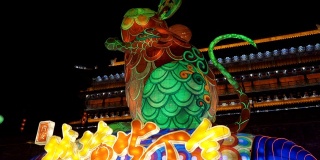 中国陕西西安，古城墙南门灯展，庆祝中国春节