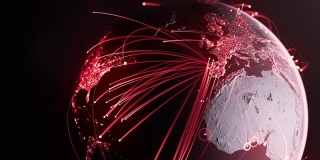 全球连接线-红色版本-数据交换，数字通信，流行病，计算机病毒
