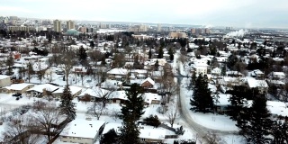 鸟瞰多伦多城市的冬季景色。