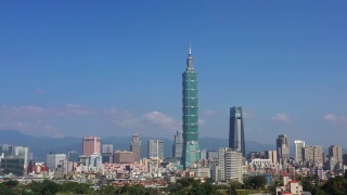 白天，一架无人机拍摄台北。台湾城市景观以旅游吸引和旅游为主视频素材模板下载