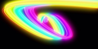 美丽的彩虹小径流动无缝。循环三维动画彩虹彩色抽象流飞行。中风的光。数字和技术概念。