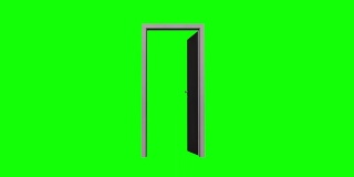 经典设计的门开到绿屏。股票视频门，色度钥匙，打开，打开，管